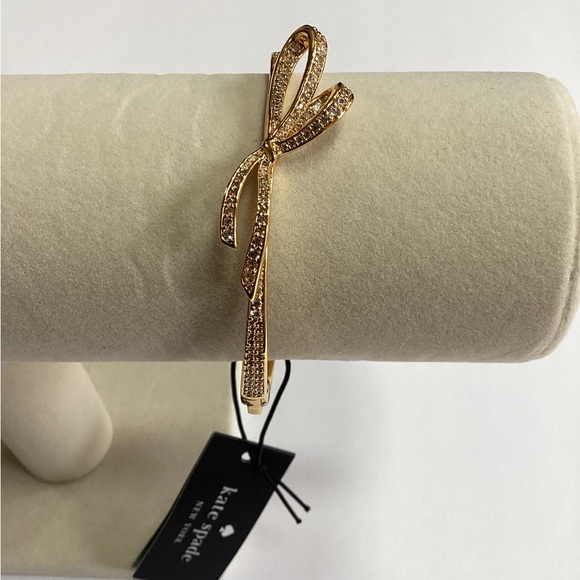 kate spade Jewelry - Kate Spade Gold Toned Crystal Bow Bangle, NWT